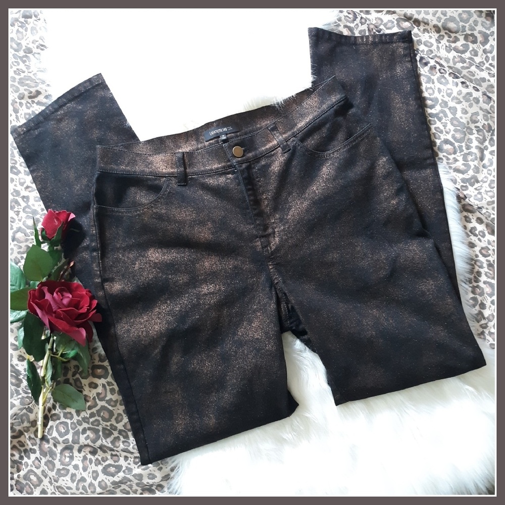 NWT Lafayette148 Bronze Metallic Jeans